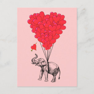 Carte Postale Ballons éléphants et rouges