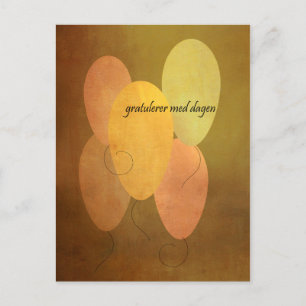 Carte Postale Ballons jaunes Norvégien Joyeux Anniversaire