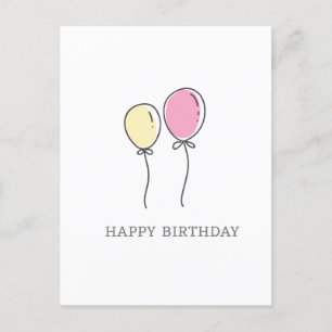 Carte Postale Ballons minimalistes simples heureux voeux d'anniv