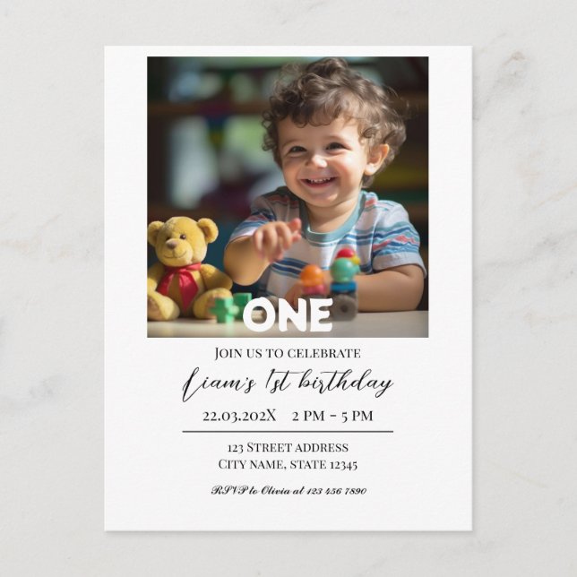 Carte Postale Ballons Ours En Jouet Enfants Photo Anniversaire (Devant)
