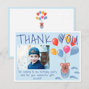 Carte Postale Ballons Ourson Enfants Photo Anniversaire Merci
