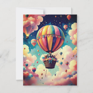Carte Postale Balloon à air chaud qui s'envole à travers Cotton 