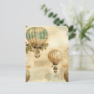 Carte Postale Balloon vintage à air chaud dans un paysage serein