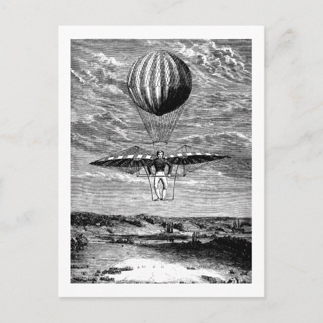 Carte Postale Balloon vintage avec parachute (Devant)