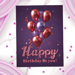 Carte Postale Balloons Anniversaire Vibrants avec Confettis sur