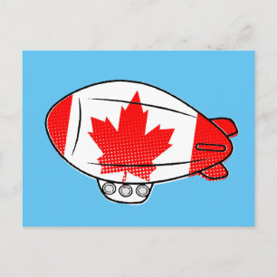 Carte Postale Ballotte Blimp Drapeau Canadien Dans Ciel Bleu Per
