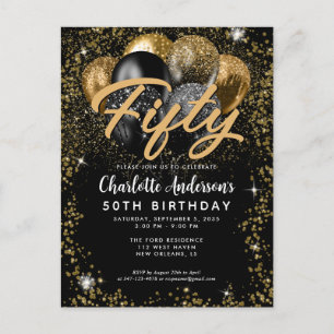 Carte Postale Ballotte Parties scintillant en or noir moderne n'