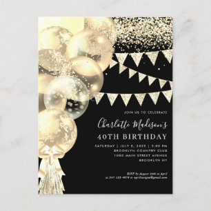 Carte Postale Ballotte Parties scintillant en or noir n'importe 
