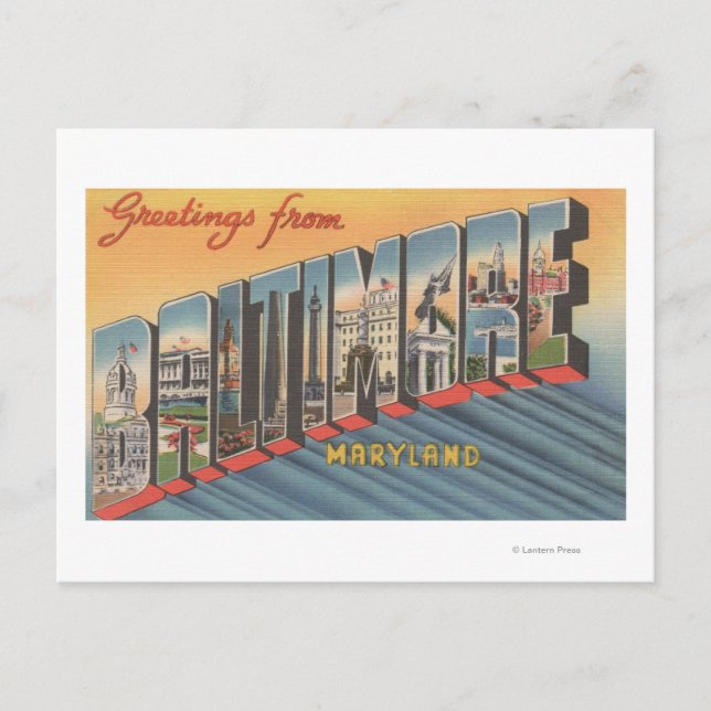 Carte Postale Baltimore, Maryland - Scènes de grandes lettres 2 (Devant)