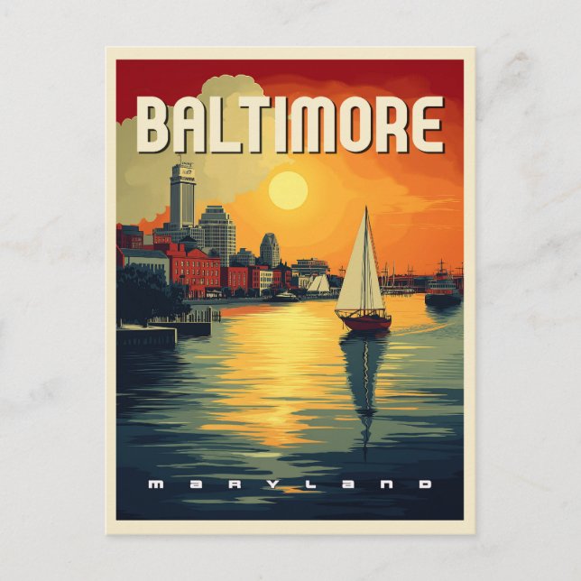 Carte Postale Baltimore Retro Travel  (Devant)