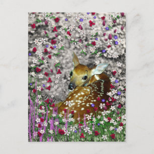 Carte Postale Bambina la Faune à la Queue Blanche en Fleurs I