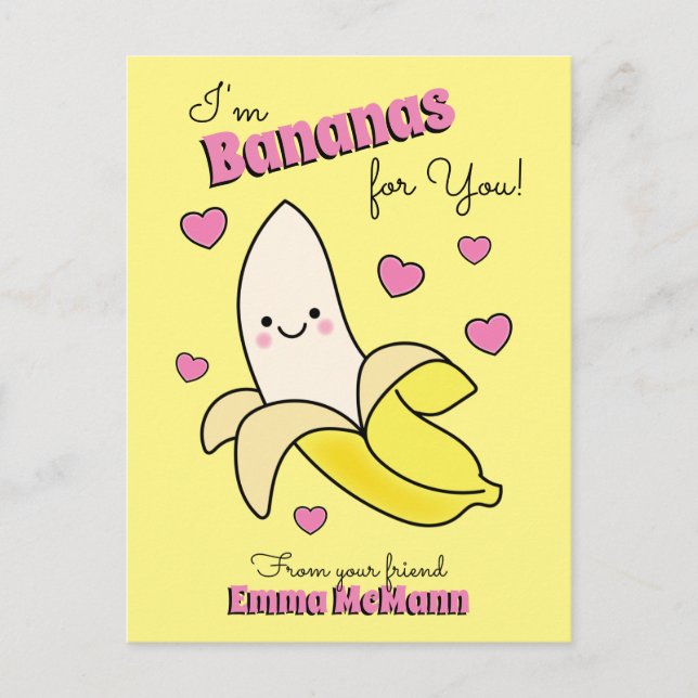 Carte postale Banana Cute Kids Valentine's Day Kaw (Devant)