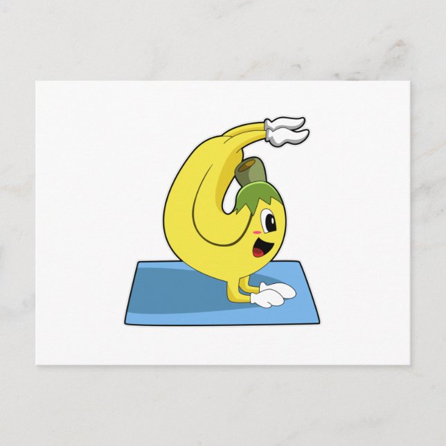 Carte Postale Banane au Yoga sur tapis de Yoga (Devant)