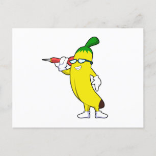 Carte Postale Banane aux fléchettes avec fléchette