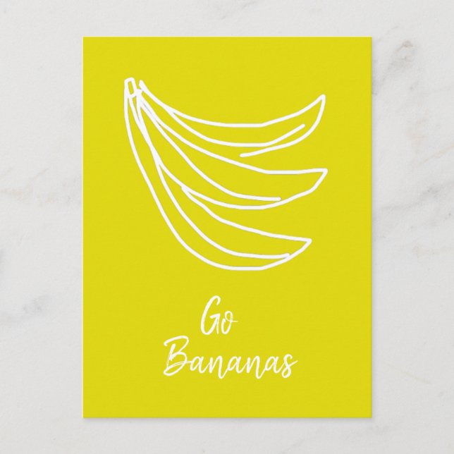 Carte Postale Banane heureuse jaune funky (Devant)