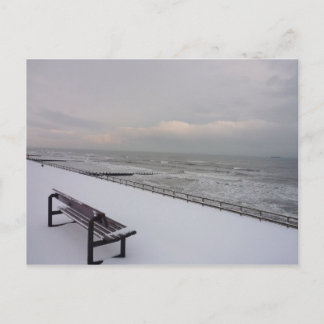 Carte Postale Banc, Neige et Mer