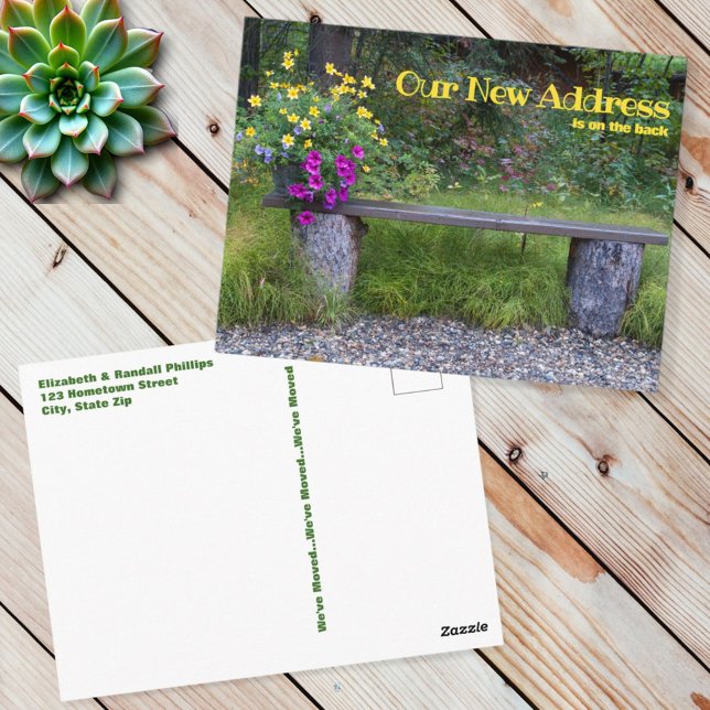 Carte Postale Banc Rustique Nouvelle Adresse Faire-part Lush Flo (address change template postcard front and back)