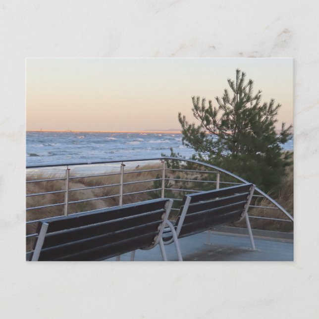 Carte Postale banc sur la plage, baltic sea europe (Devant)