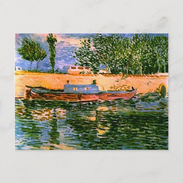 Carte Postale Bancs de la Seine avec Bateaux Van Gogh Beaux-Arts (Devant)