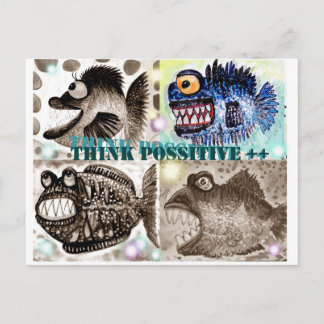 Carte Postale Bande de poissons de monstre