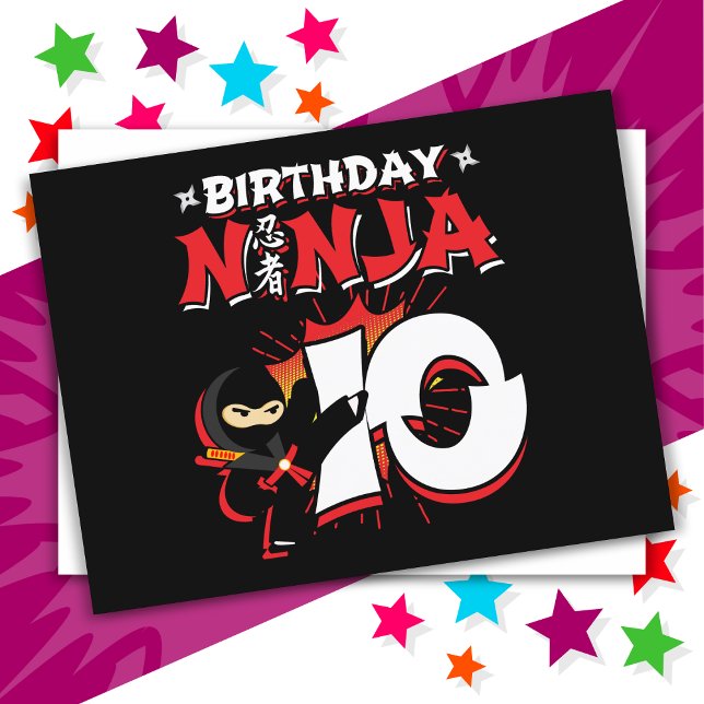 Carte Postale Bande dessinée de style ninja de 10 ans pour 10ème (Créateur téléchargé)