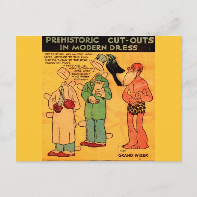 Carte Postale Bande dessinée des années 1930 homme de la grotte  (Devant)
