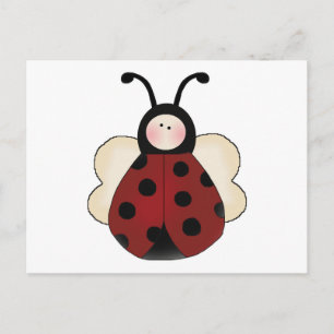 Carte Postale bande dessinée ridicule de coccinelle ronde