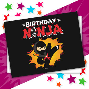 Carte Postale Bande dessinée Style Super fête Anniversaire Ninja
