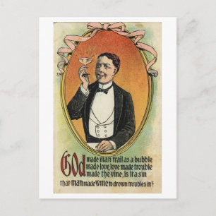 Carte Postale Bande dessinée vintage 1910s L'homme est un bulle