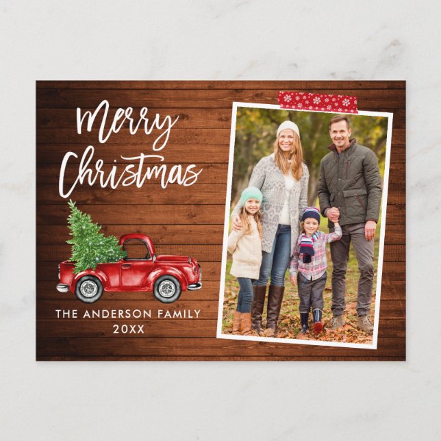 Carte Postale Bande rouge Script de bande Camion Bois Noël (Devant)