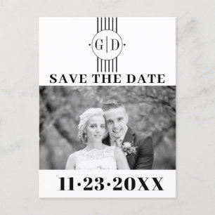 Carte Postale Bandes blanches noires   initiales photo Enregistr
