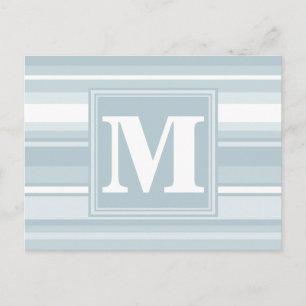 Carte Postale Bandes bleu glace monogramme