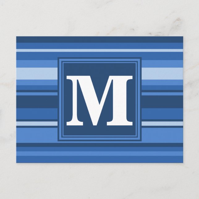 Carte Postale Bandes bleu monogramme (Devant)