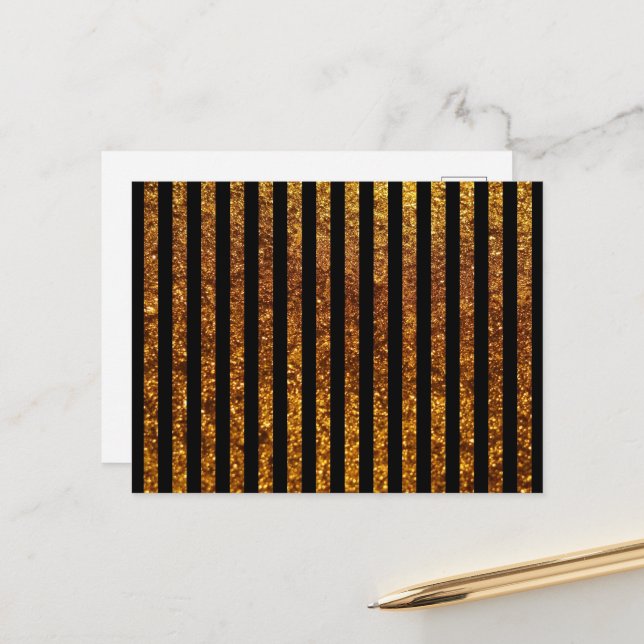 Carte Postale Bandes d'or, Bandes noires, Motif rayé (Devant/Arrière en situation)
