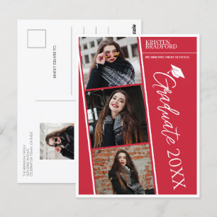 Carte Postale Bandes photos modernes Faire-part de graduation ro