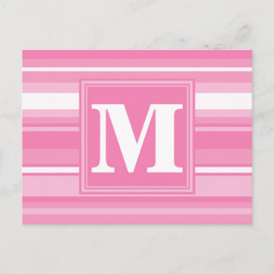Carte Postale Bandes rose monogramme