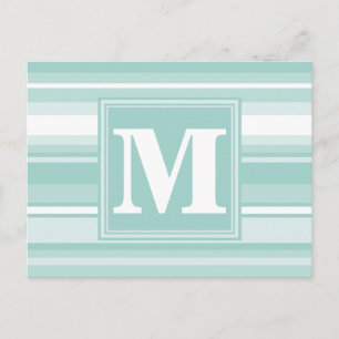 Carte Postale Bandes vertes de menthe monogramme