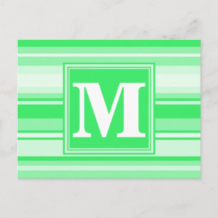 Carte Postale Bandes vertes de printemps monogramme