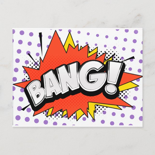 Carte Postale Bang Retro Action Comic Book Bubble (Devant)