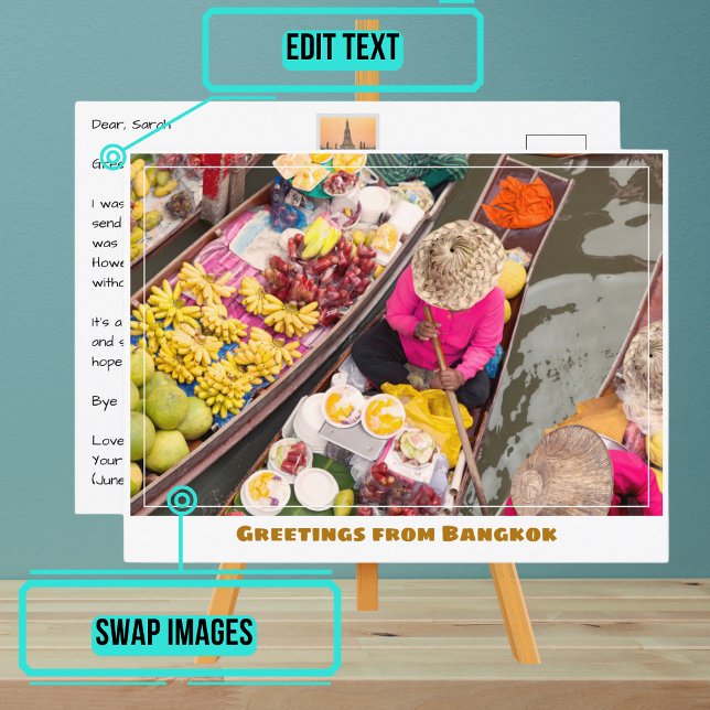 Carte Postale Bangkok Thaïlande Marché flottant moderne (Please enjoy our postcards and see the others in the collection.)