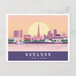 Carte Postale Bangkok Thaïlande Pastel Voyage Design
