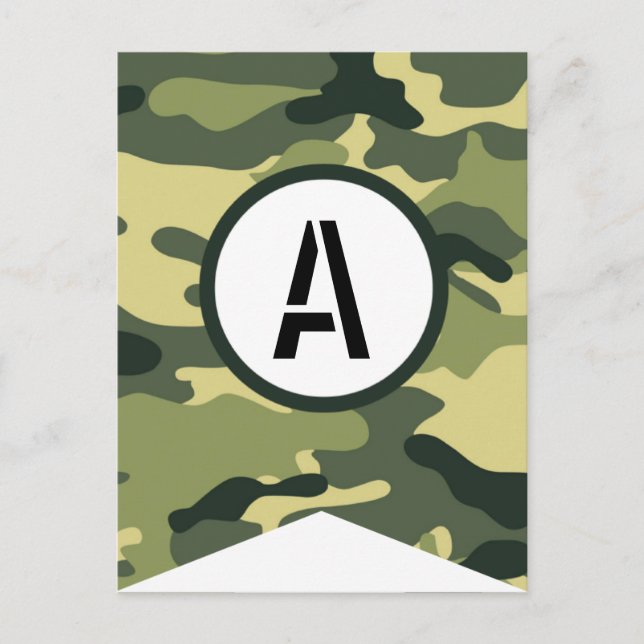 Carte Postale Bannière Camo Vert pièce N'IMPORTE QUELLE LETTRE (Devant)
