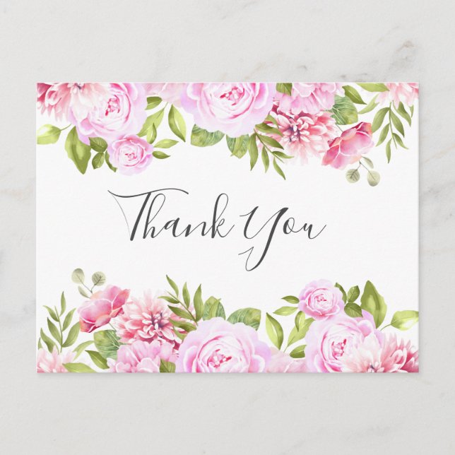 Carte Postale Bannière de remerciement d'affaires de rose de scr (Devant)