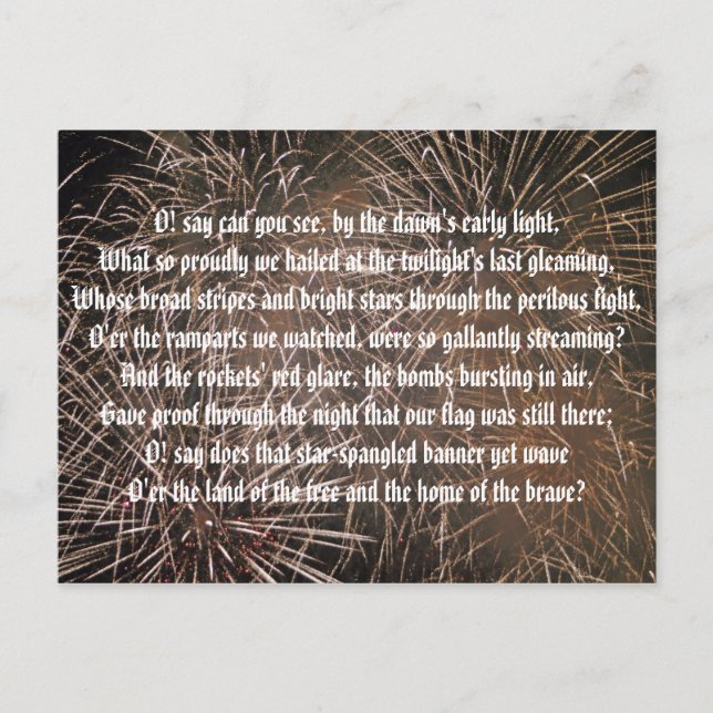 Carte Postale Bannière et feux d'artifice (Devant)