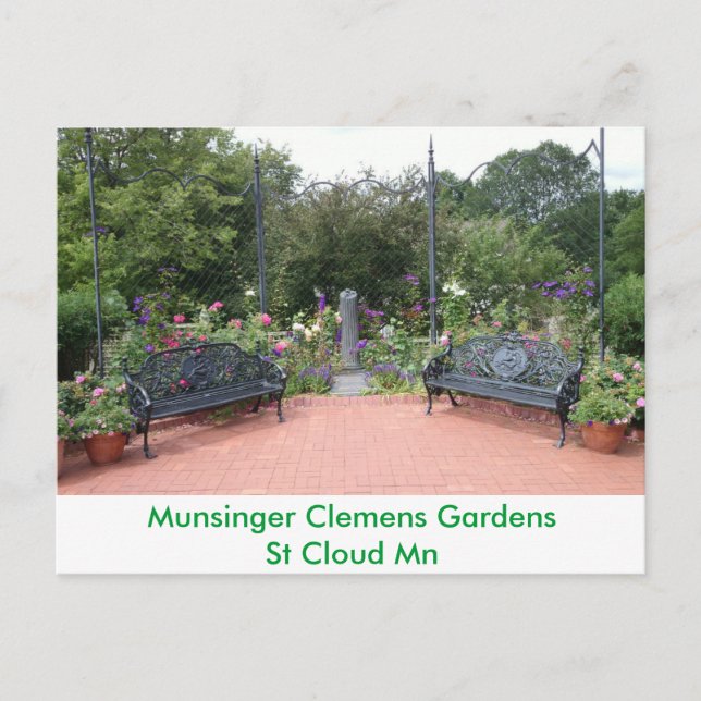 Carte Postale Banquettes de parc à Munsinger Clemens Gardens (Devant)