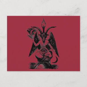 CARTE POSTALE BAPHOMET ROUGE