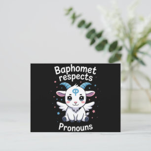 Carte Postale Baphomet transgenre respecte les pronoms Fierté tr
