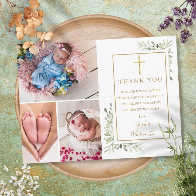 Carte Postale Baptême Christening Green 3 Merci photo (Créateur téléchargé)