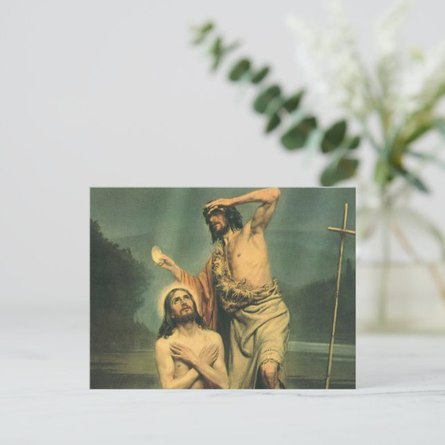 Carte Postale Baptême de Jésus Christ par Jean le Baptiste (Debout devant)