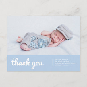 Carte Postale Baptême pour lui Merci photo moderne et simple